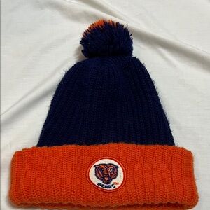 Kids' Navy and Orange Pom-Pom Beanie